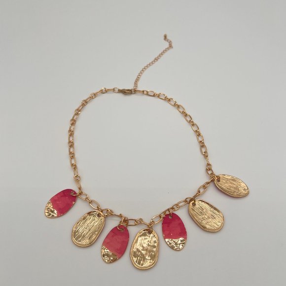 NWOT 🥀 18" Pink & Gold Teardrop Necklace w/ 4" Extender Women's Time And Tru - Picture 5 of 6